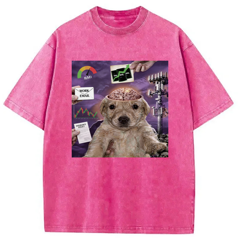 Tokyocanvas My Life Funny Dog Washed T-Shirt