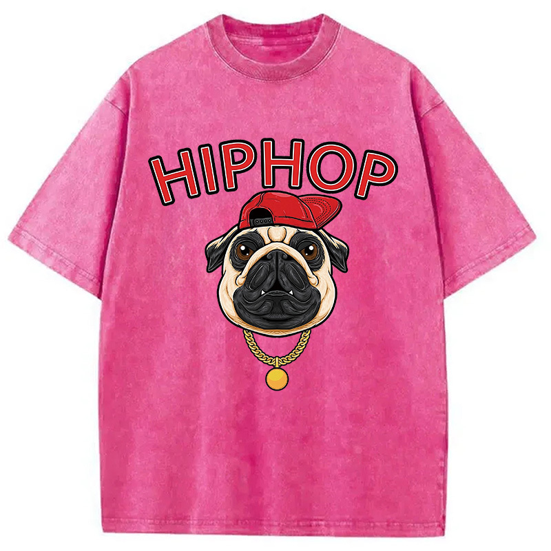 Tokyocanvas Cute Pug Hiphop Washed T-Shirt