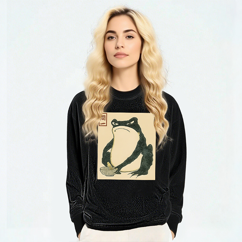 Tokyocanvas Matsumoto Hoji Japanese Frog Long Sleeve Washed T-Shirt