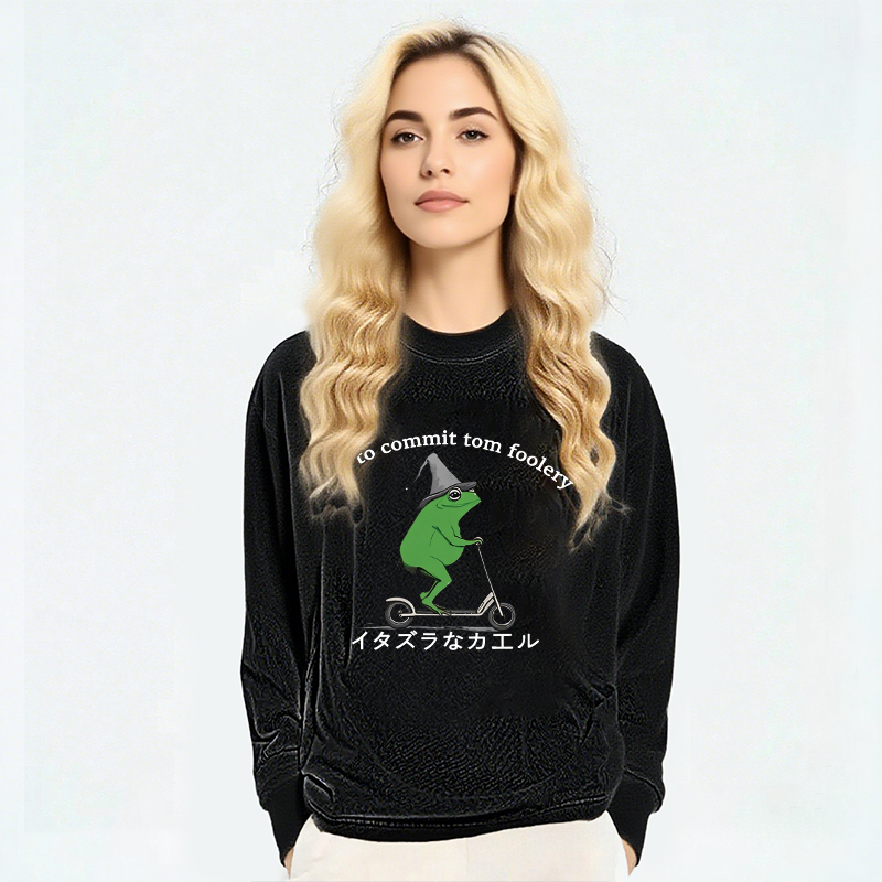 Tokyocanvas Stupid Frog Long Sleeve Washed T-Shirt