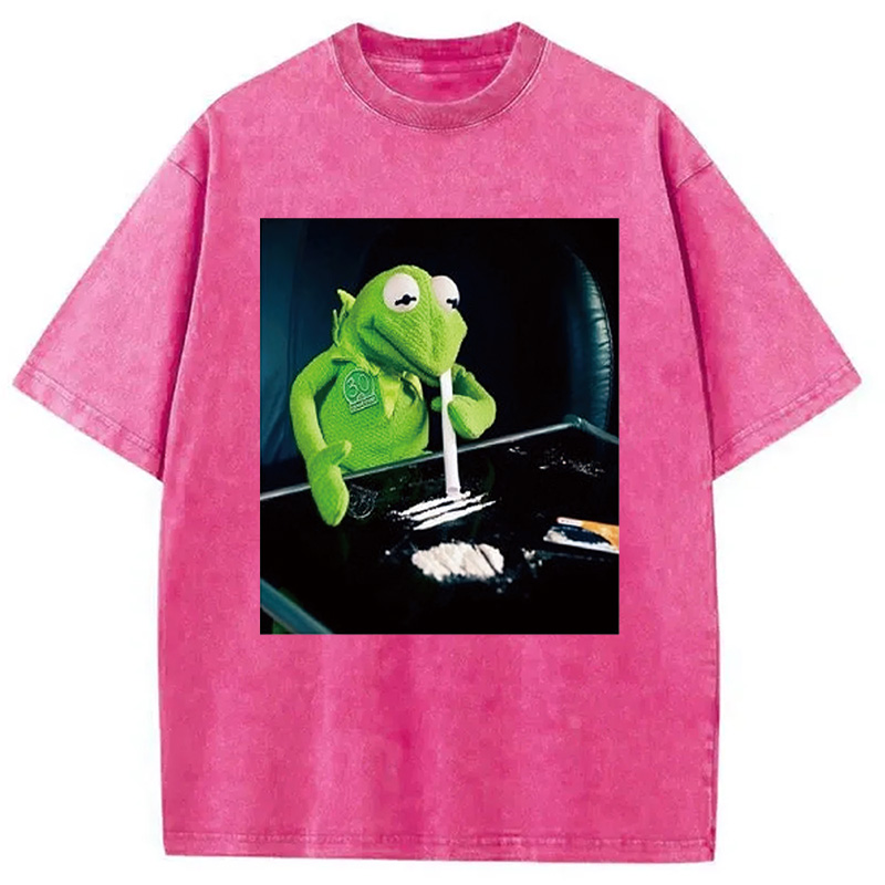 Tokyocanvas Frog Cocaine Drug Hipster Funny Washed T-Shirt