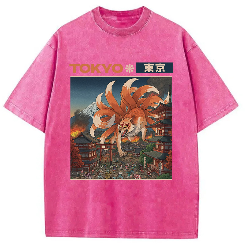 Tokyocanvas Tokyo Traditional Japanese Design Washed T-Shirt