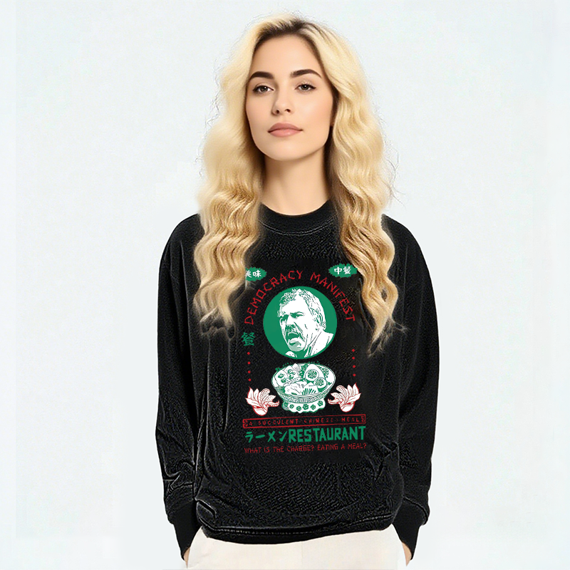 Tokyocanvas Delicious Chinese Food Long Sleeve Washed T-Shirt