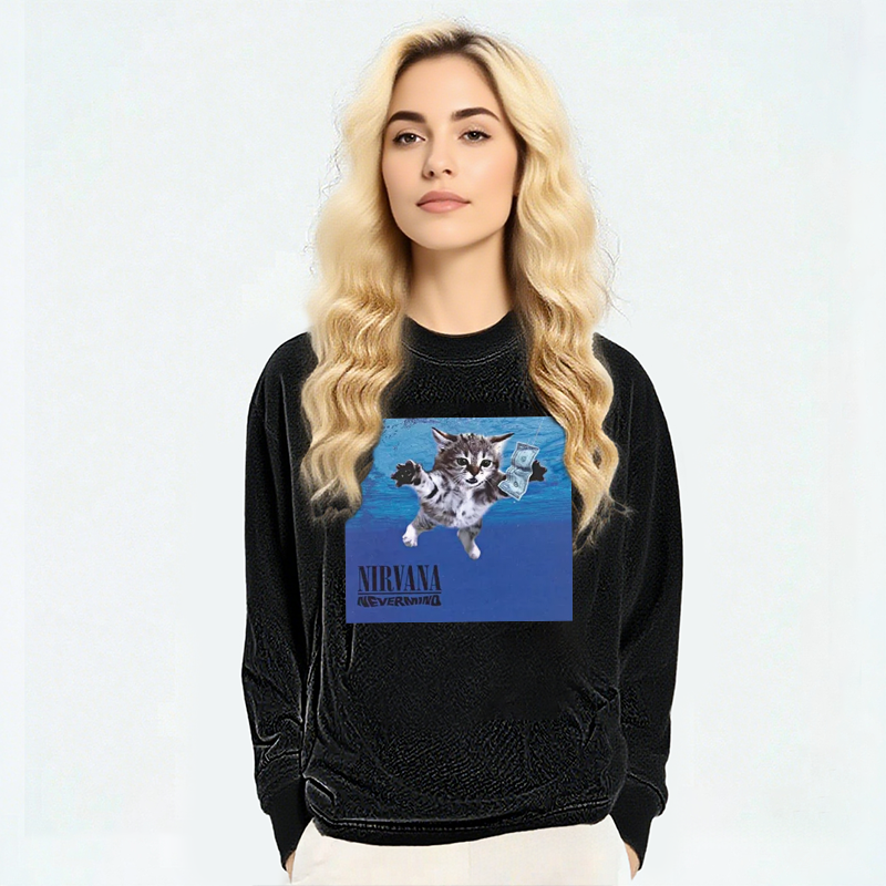 Tokyocanvas Nirvana Band Cat Long Sleeve Washed T-Shirt
