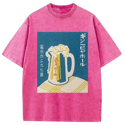 Tokyocanvas Japanese Vintage Beer Mug Washed T-Shirt