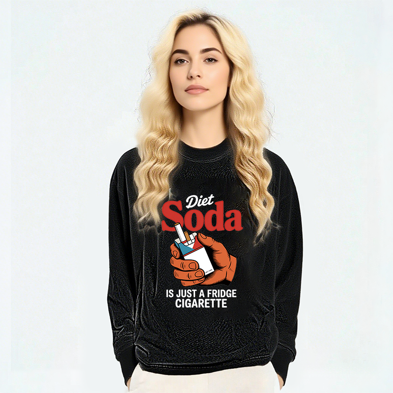 Tokyocanvas Diet Soda Is Just A Fridge Cigarette Funny Long Sleeve Washed T-Shirt