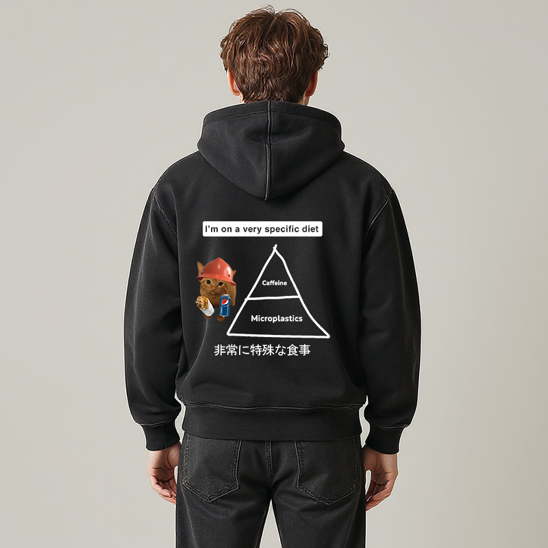 Tokyocanvas A Very Specific Diet Cat Meme Washed Zip Hoodie