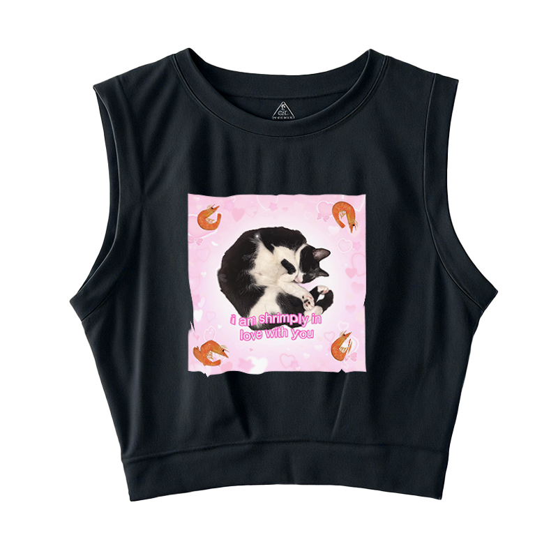 Tokyocanvas I Am Shrimply in Love with You Sleeveless Crop Top