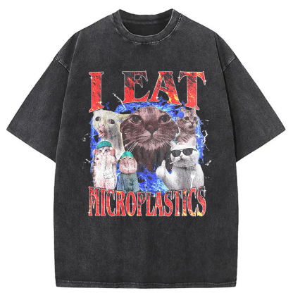 Tokyocanvas I Eat Microplastics Washed T-Shirt