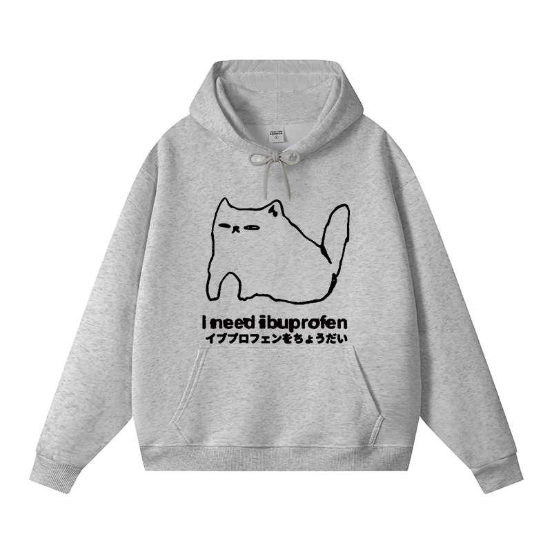 Tokyocanvas I Need Ibuprofen Cat Fleece Lined Hoodie