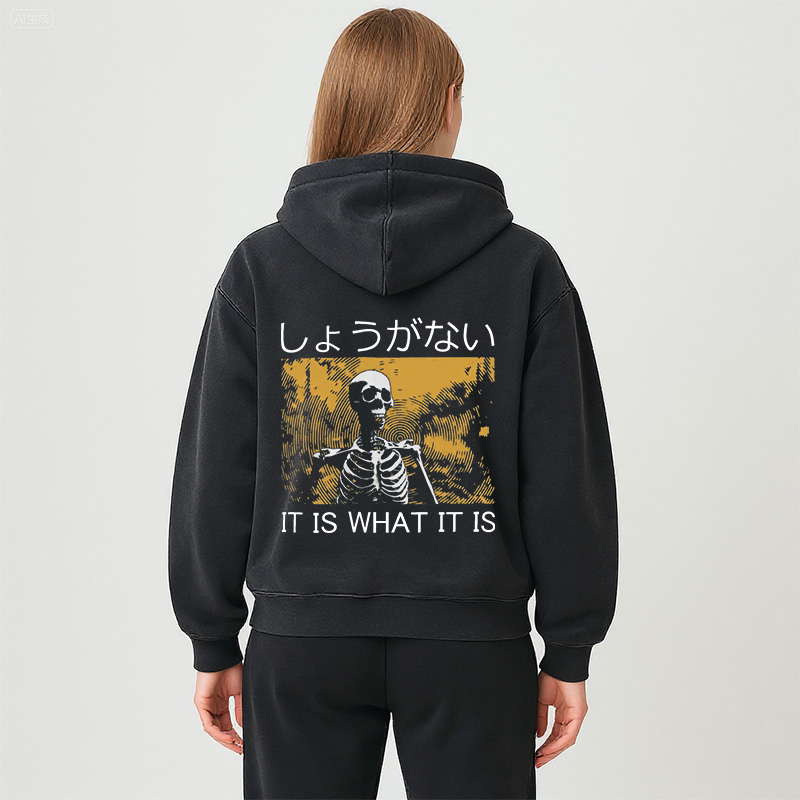 Tokyocanvas It is what it is Skeleton Washed Zip Hoodie
