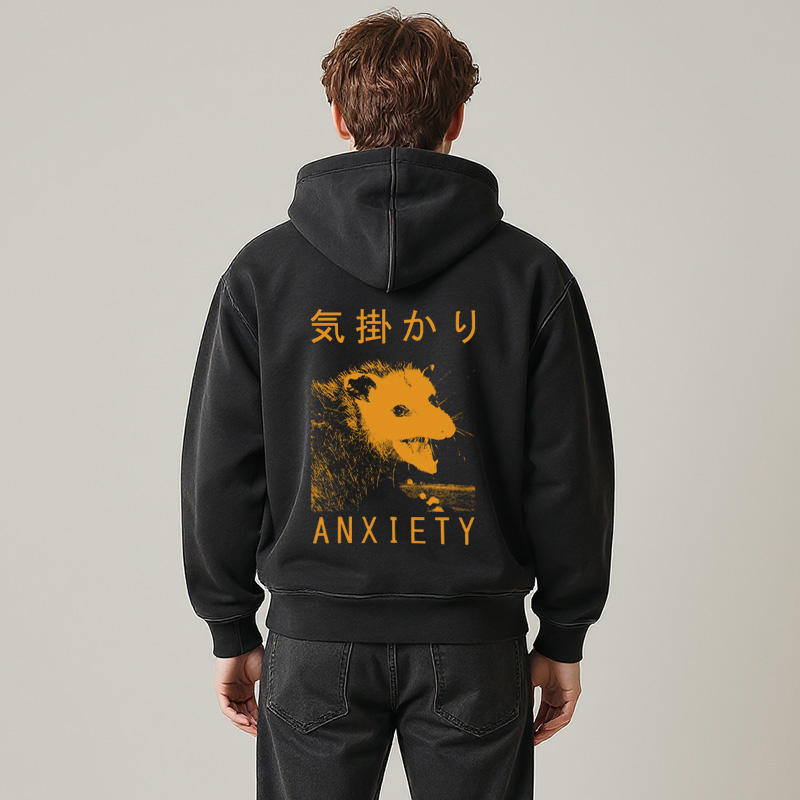 Tokyocanvas Anxiety Japanese Opossum Washed Zip Hoodie