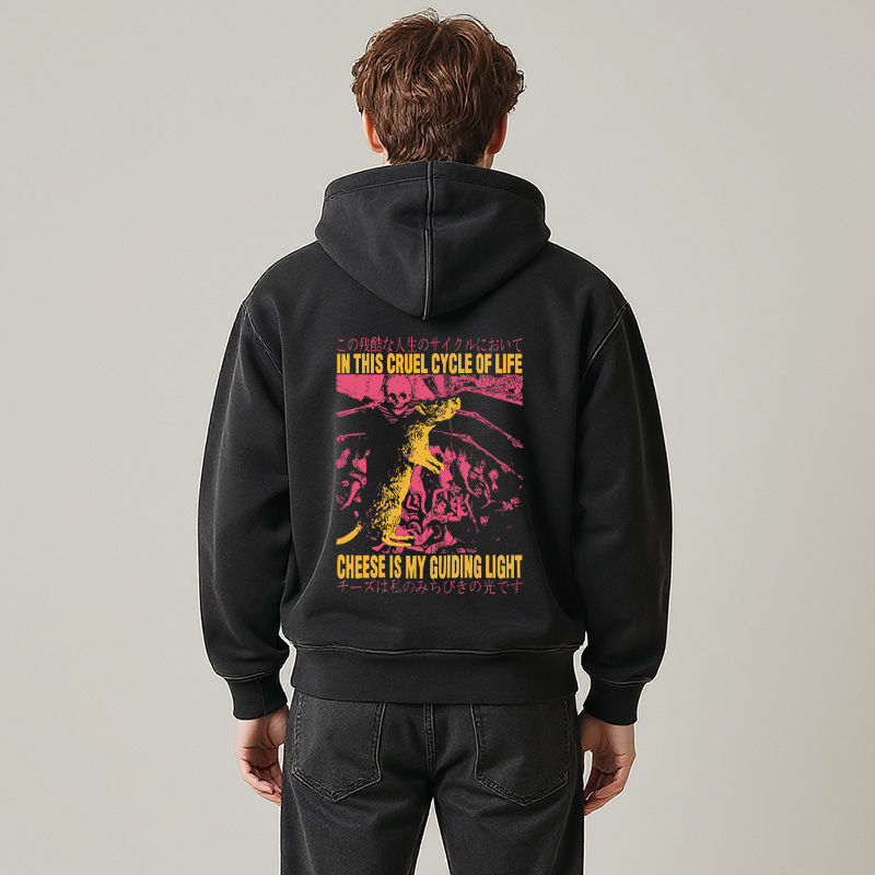 Tokyocanvas Cheese is My Guiding Light Rat Washed Zip Hoodie