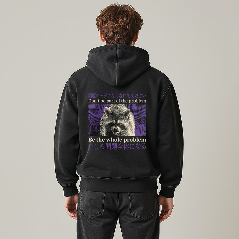 Tokyocanvas Don't be part of the problem Raccoon Vintage Washed Zip Hoodie