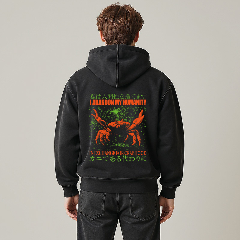 Tokyocanvas Vintage Japanese Crab Jokes Washed Zip Hoodie
