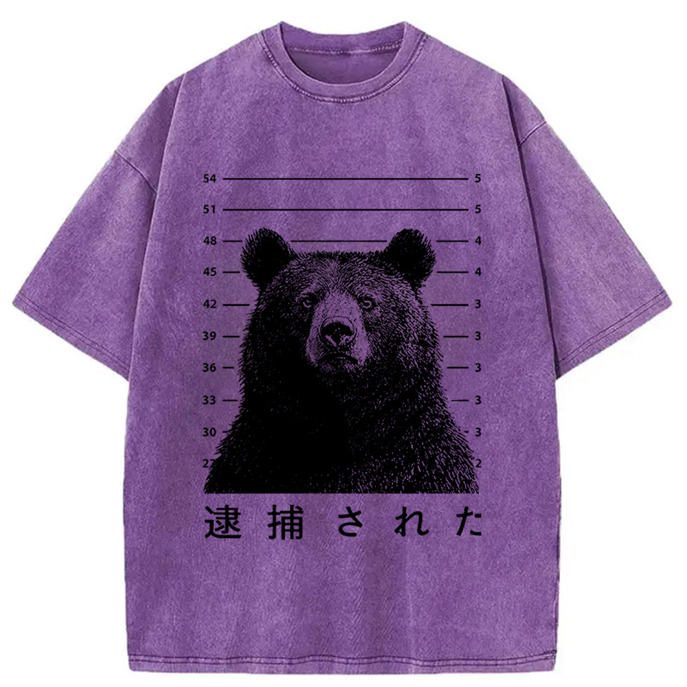 Tokyocanvas Arrested Bear Washed T-Shirt