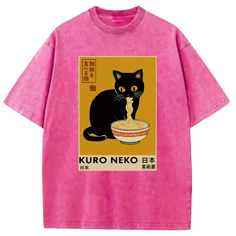 Tokyocanvas Kuro Neko Ramen Washed T-Shirt
