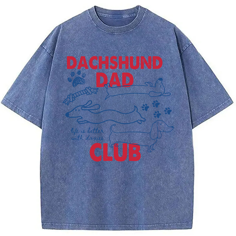 Tokyocanvas Dachshund Dad Club Washed T-Shirt