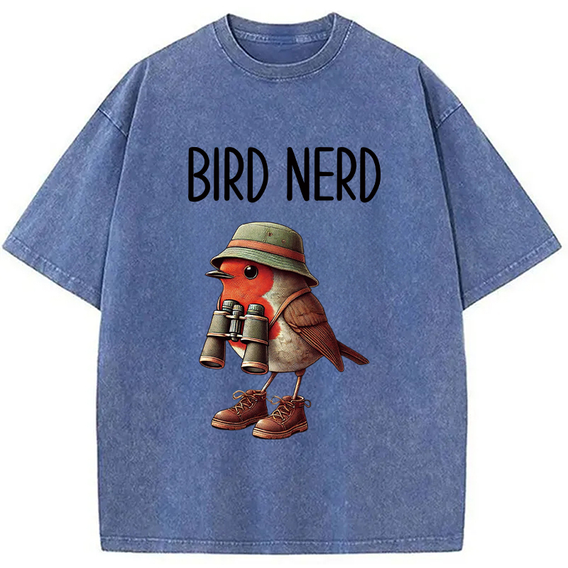 Tokyocanvas Funny Bird Nerd Washed T-Shirt