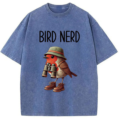 Tokyocanvas Funny Bird Nerd Washed T-Shirt