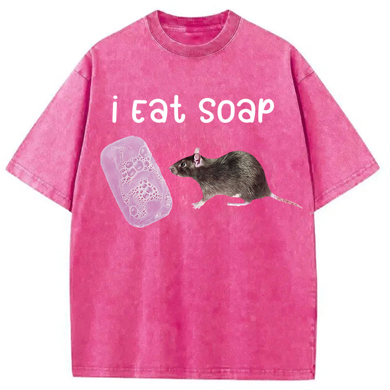 Tokyocanvas I Eat Soap Rat Meme Washed T-Shirt