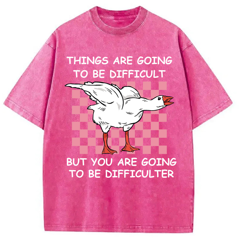 Tokyocanvas Things Are Going To Be Difficult Washed T-Shirt