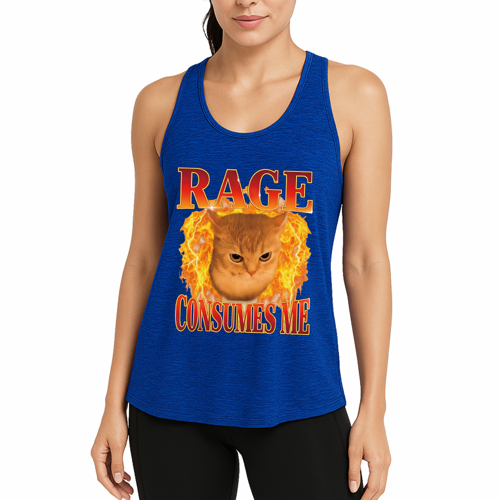 Tokyocanvas Rage Consumes Me Edgy Funny Cat Meme Fitness Tank
