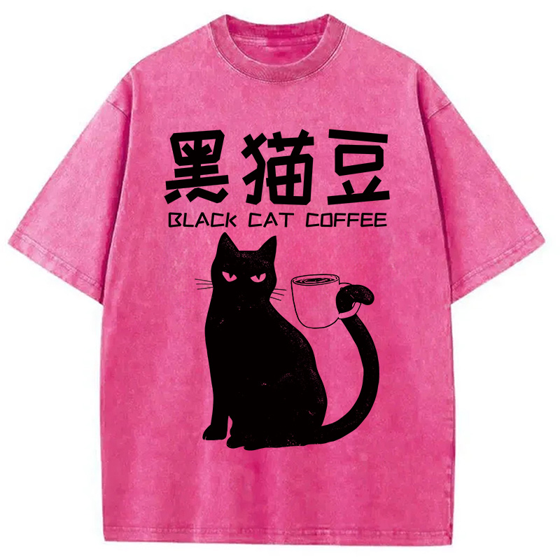 Tokyocanvas Black Cat Coffee Washed T-Shirt