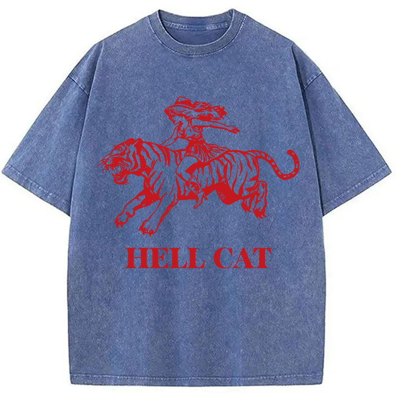 Tokyocanvas Vintage Cowgirl Hell Cat Washed T-Shirt