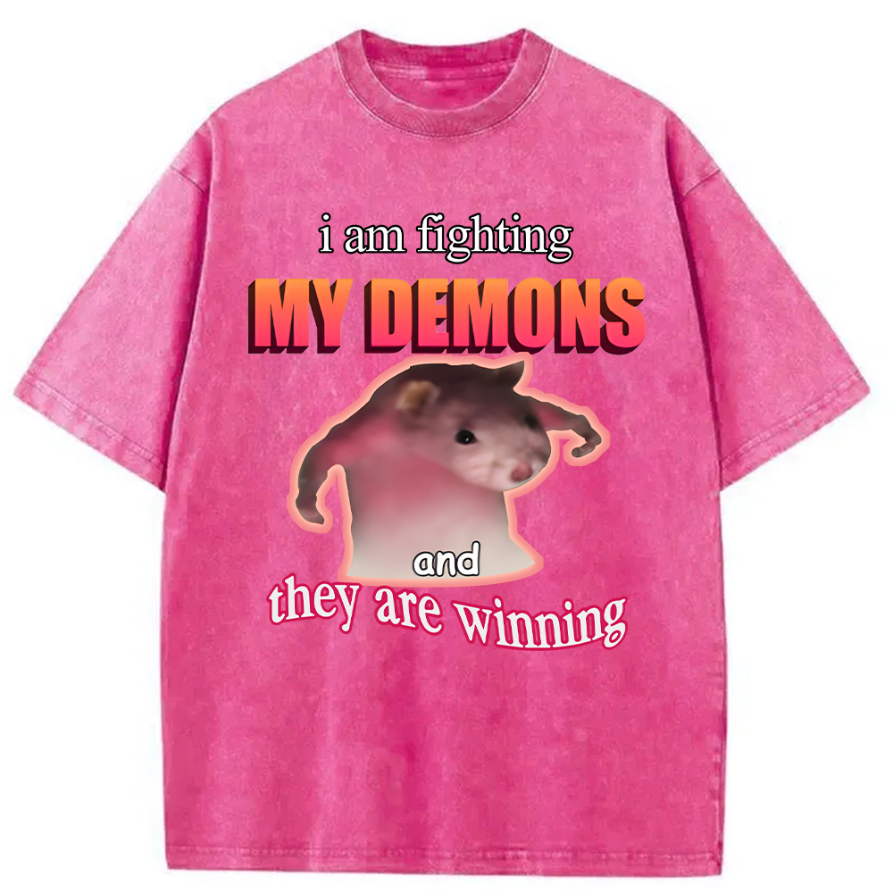 Tokyocanvas Rage Rat Meme Washed T-Shirt