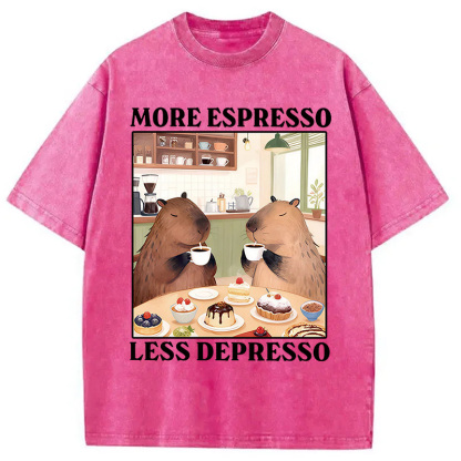 Tokyocanvas Capybaras Drink Coffee Washed T-Shirt