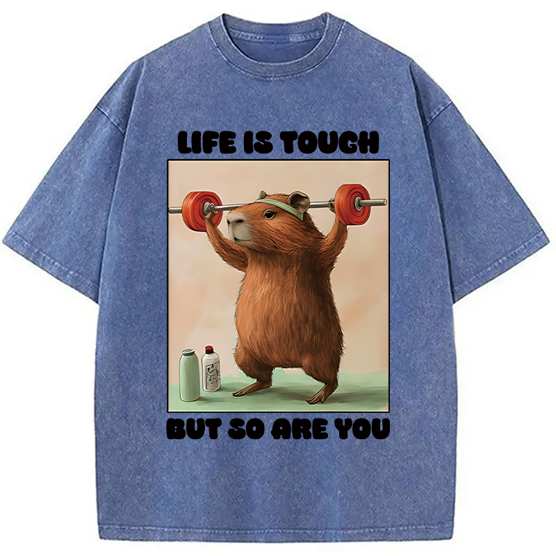 Tokyocanvas Capybara Lifting Washed T-Shirt