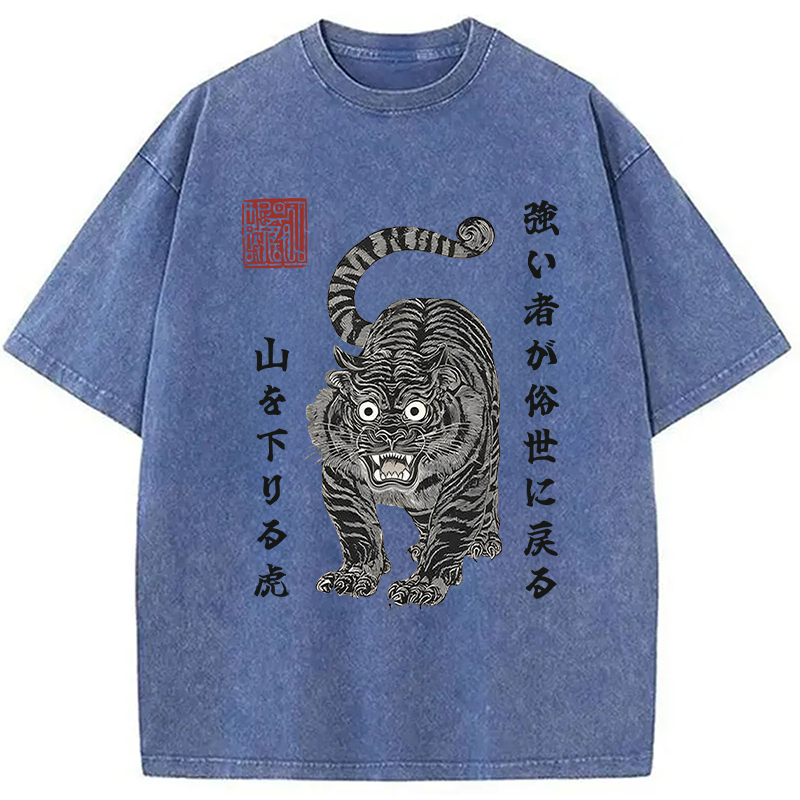 Tokyocanvas Wild Back Strong Tiger Washed T-Shirt