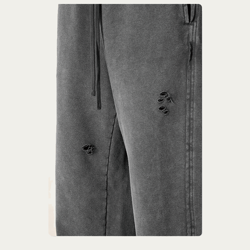 Tokyocanvas Vintage Distressed Rolled-up Ripped Sweatpants