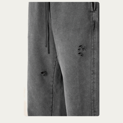 Tokyocanvas Vintage Distressed Rolled-up Ripped Sweatpants