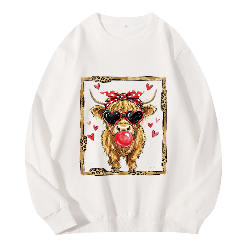 Tokyocanvas Highland Cow Valentine Classic Sweatshirt