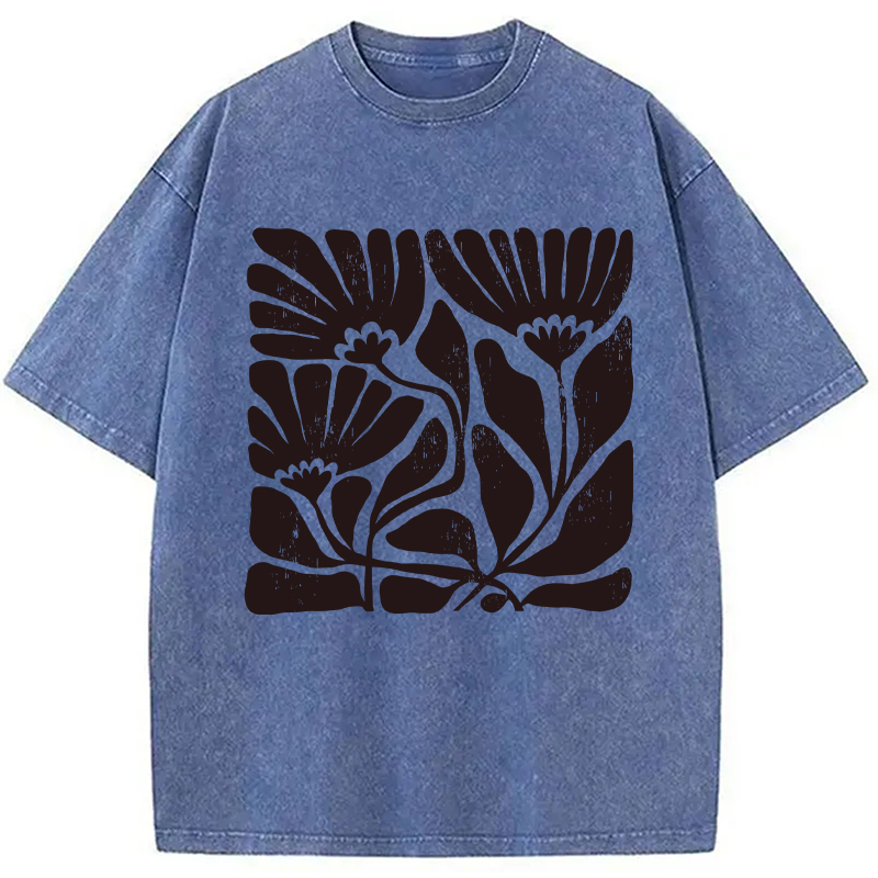 Tokyocanvas Abstract Floral Washed T-Shirt
