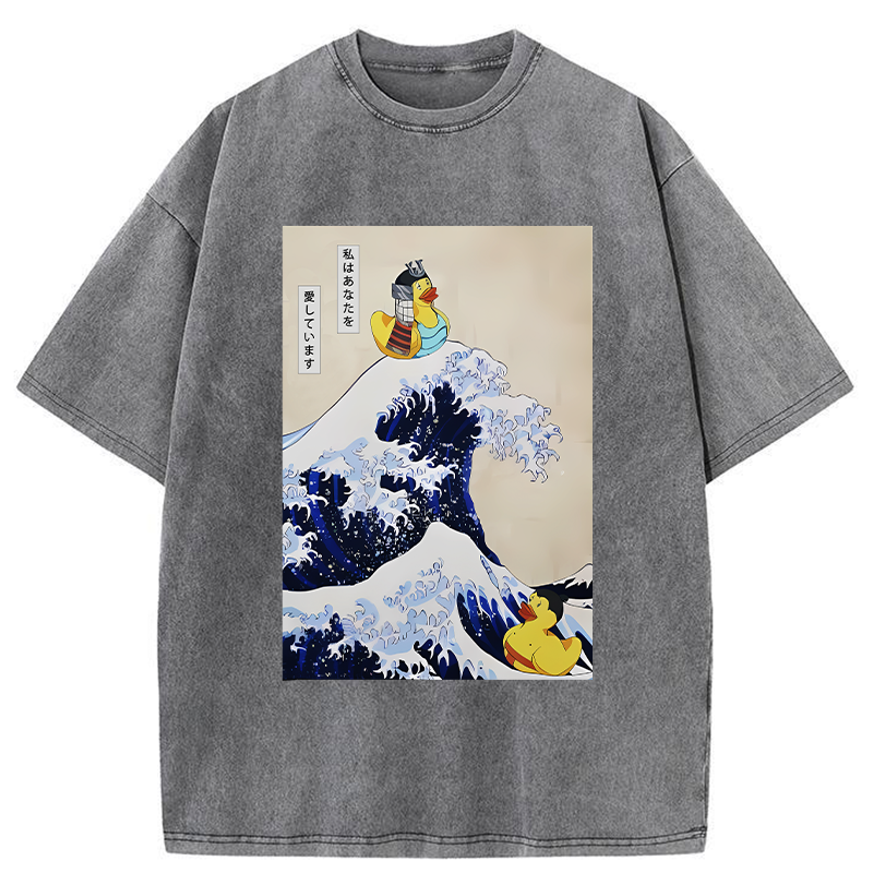 Tokyocanvas Samurai Duck And Sumo Duck Washed T-Shirt