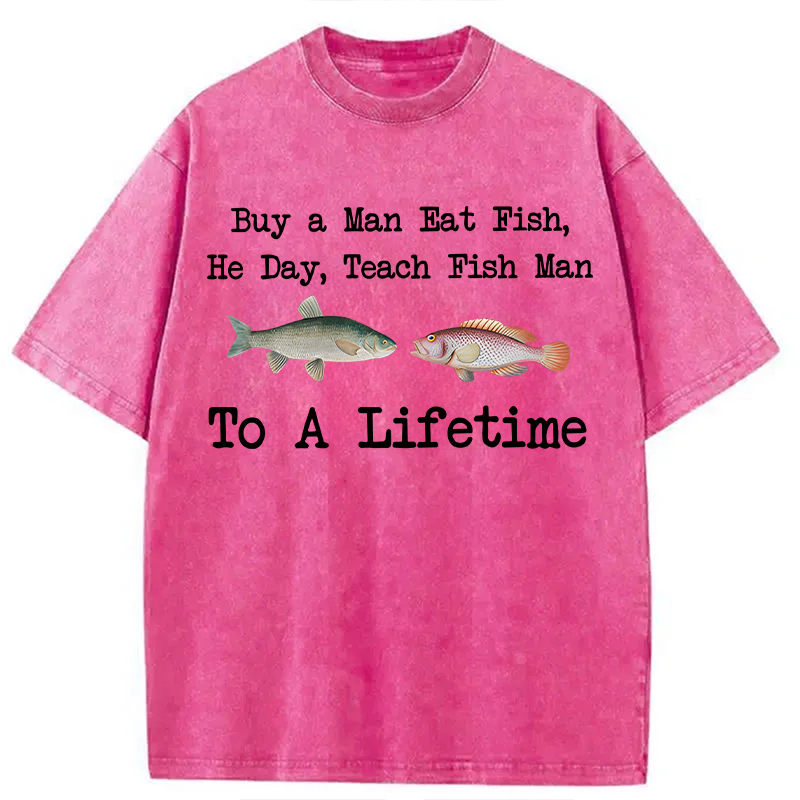 Tokyocanvas Buy a Man Eat Fish Washed T-Shirt