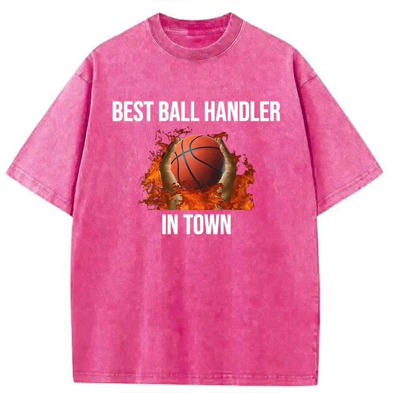 Tokyocanvas Ball Handler Basketball Funny Meme Washed T-Shirt