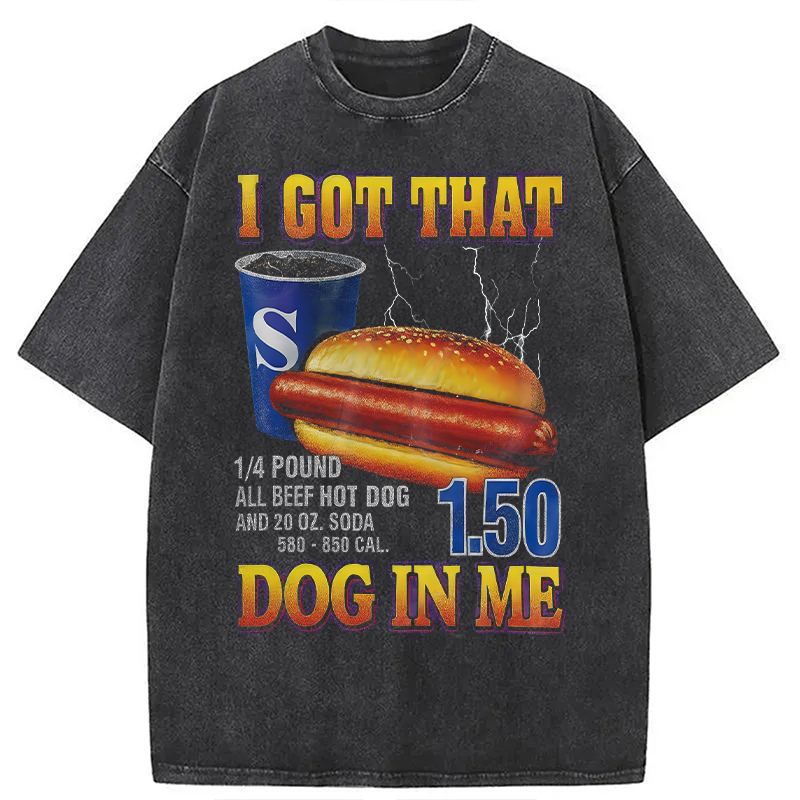 Tokyocanvas Funny Hot Dog Washed T-Shirt