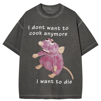 Tokyocanvas I Don't Want To Cook Anymore Gradient Washed T-Shirt