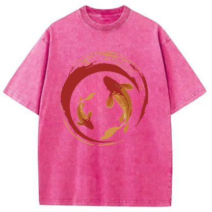 Tokyocanvas Koi Fish Enso Circle Washed T-Shirt