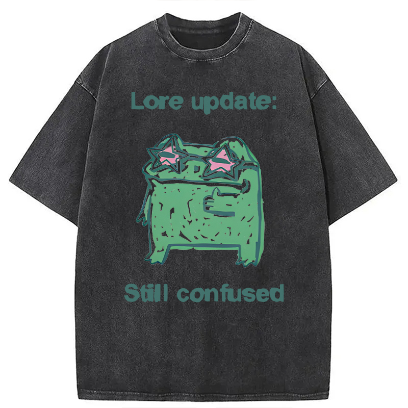 Tokyocanvas Lore Update Still Confused Frog Washed T-Shirt