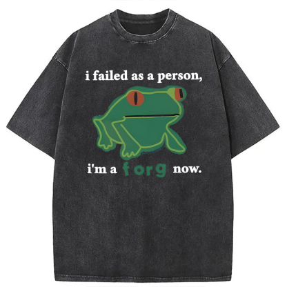 Tokyocanvas I Failed As A Person Funny Frog Meme Washed T-Shirt