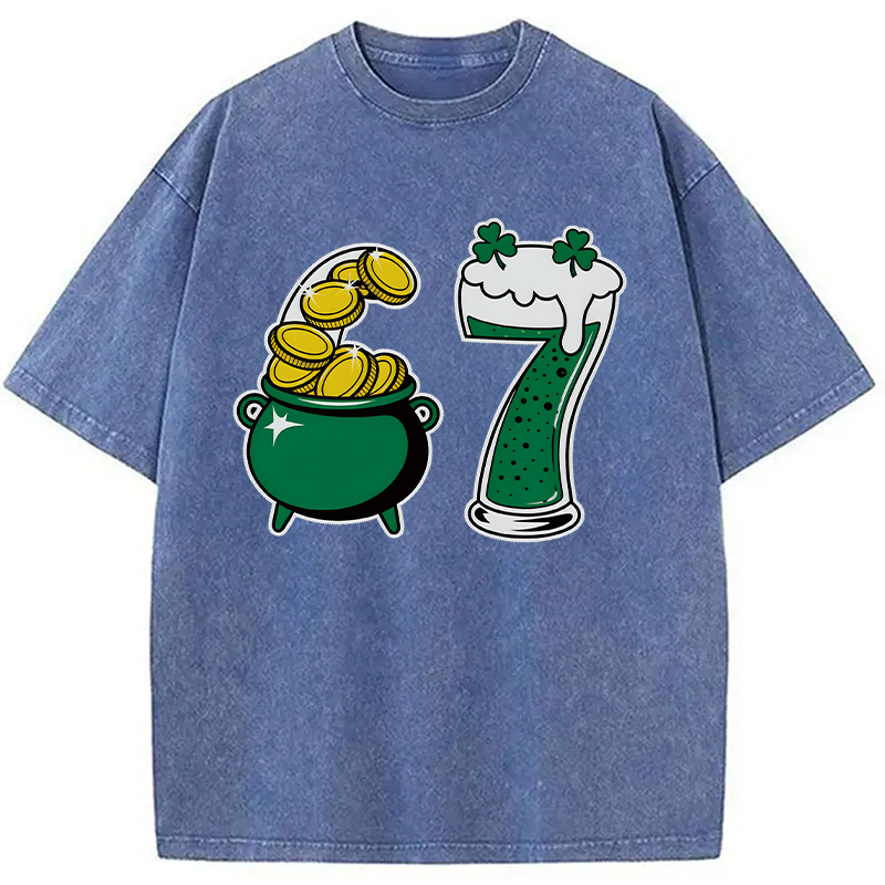 Tokyocanvas Funny 6 7 St Patricks Day Washed T-Shirt