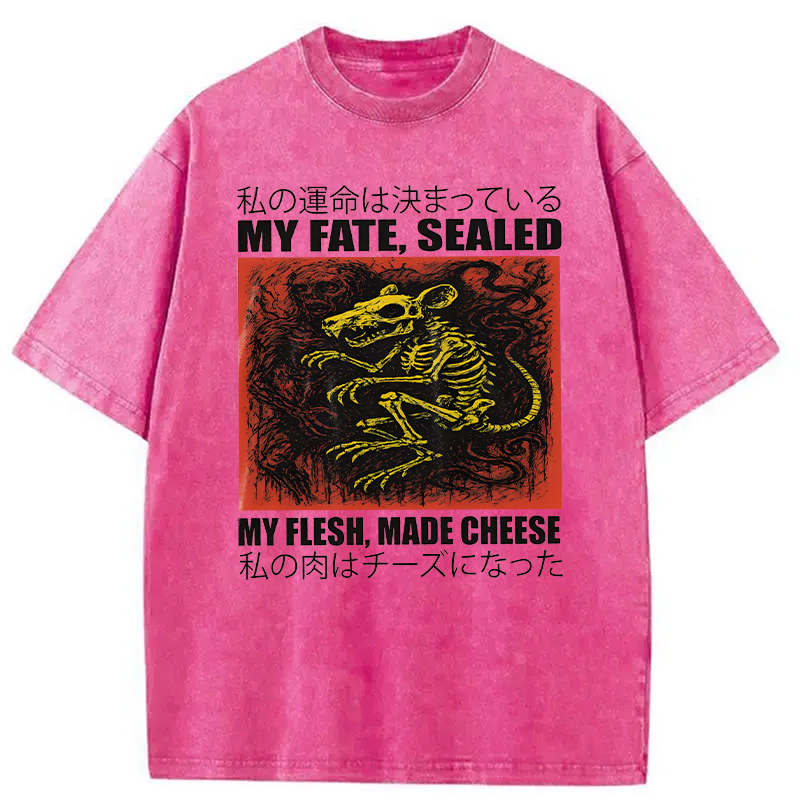 Tokyocanvas My Fate Sealed My Flesh Made Cheese Funny Rat Washed T-Shirt