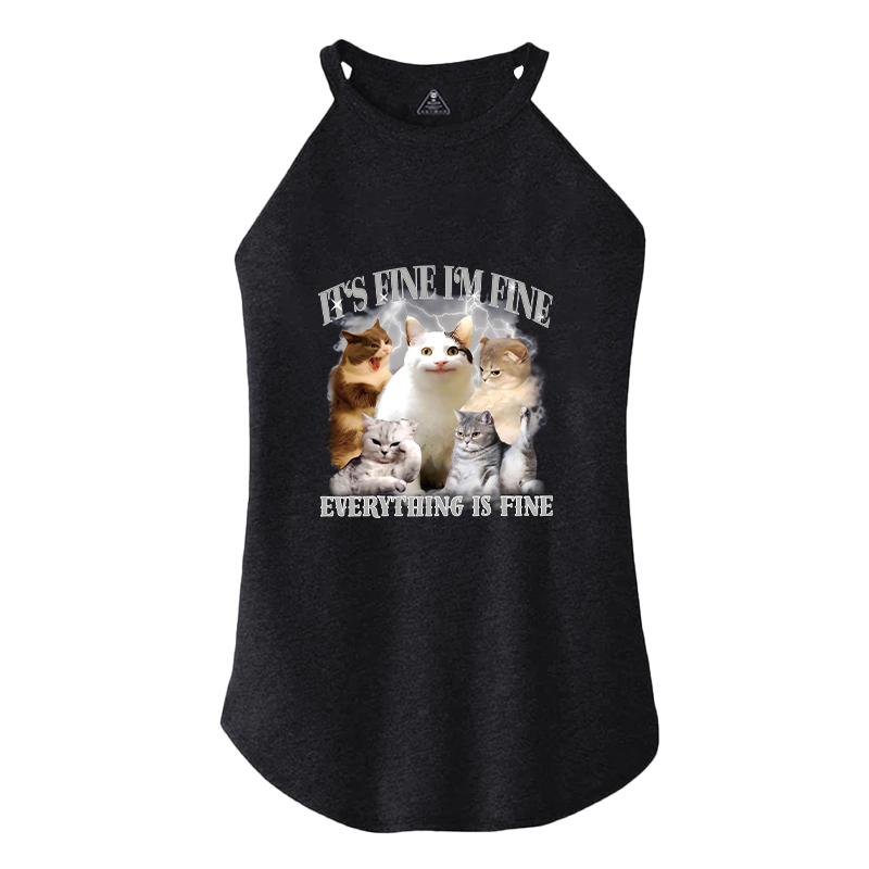 Tokyocanvas Everything Is Fine Cat Meme Cotton Tank