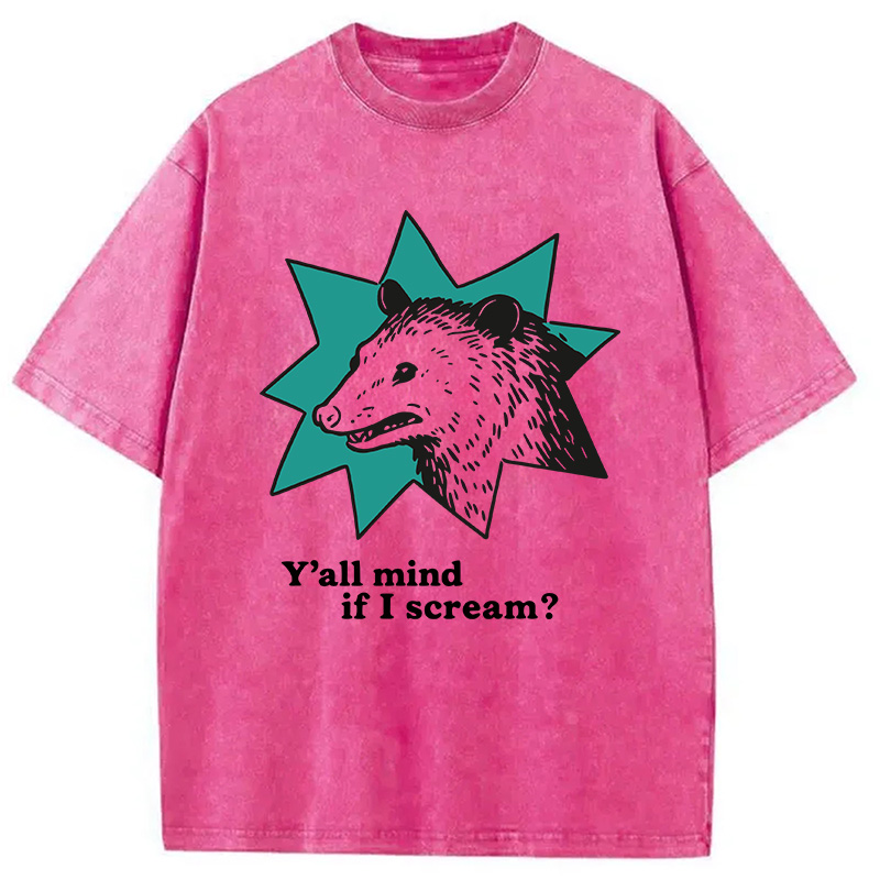 Tokyocanvas Y'all Mind If I Scream Possum Washed T-Shirt