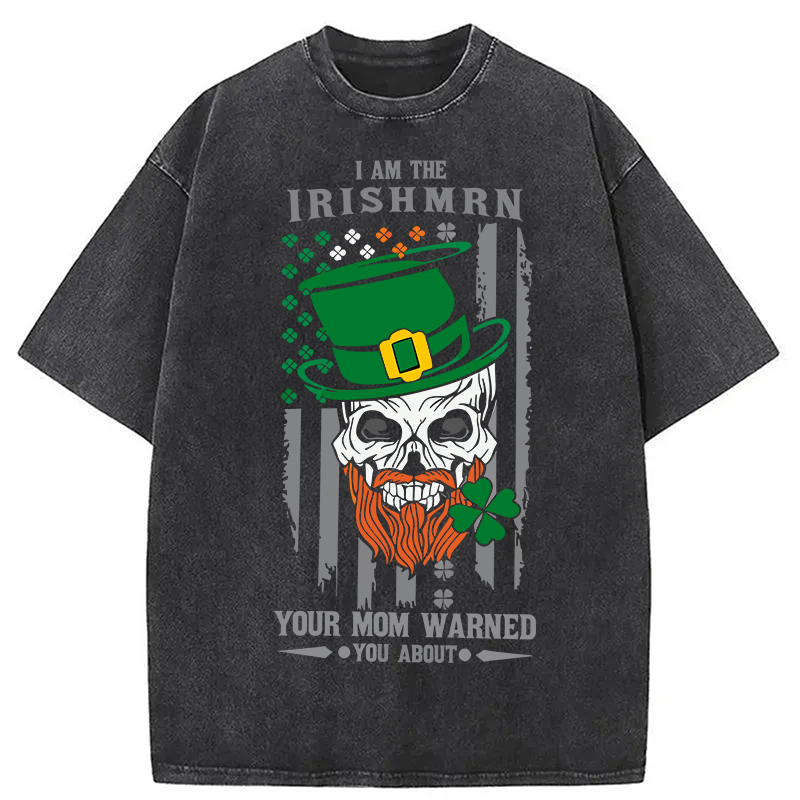 Tokyocanvas Clover Skull St. Patrick's Day Washed T-Shirt